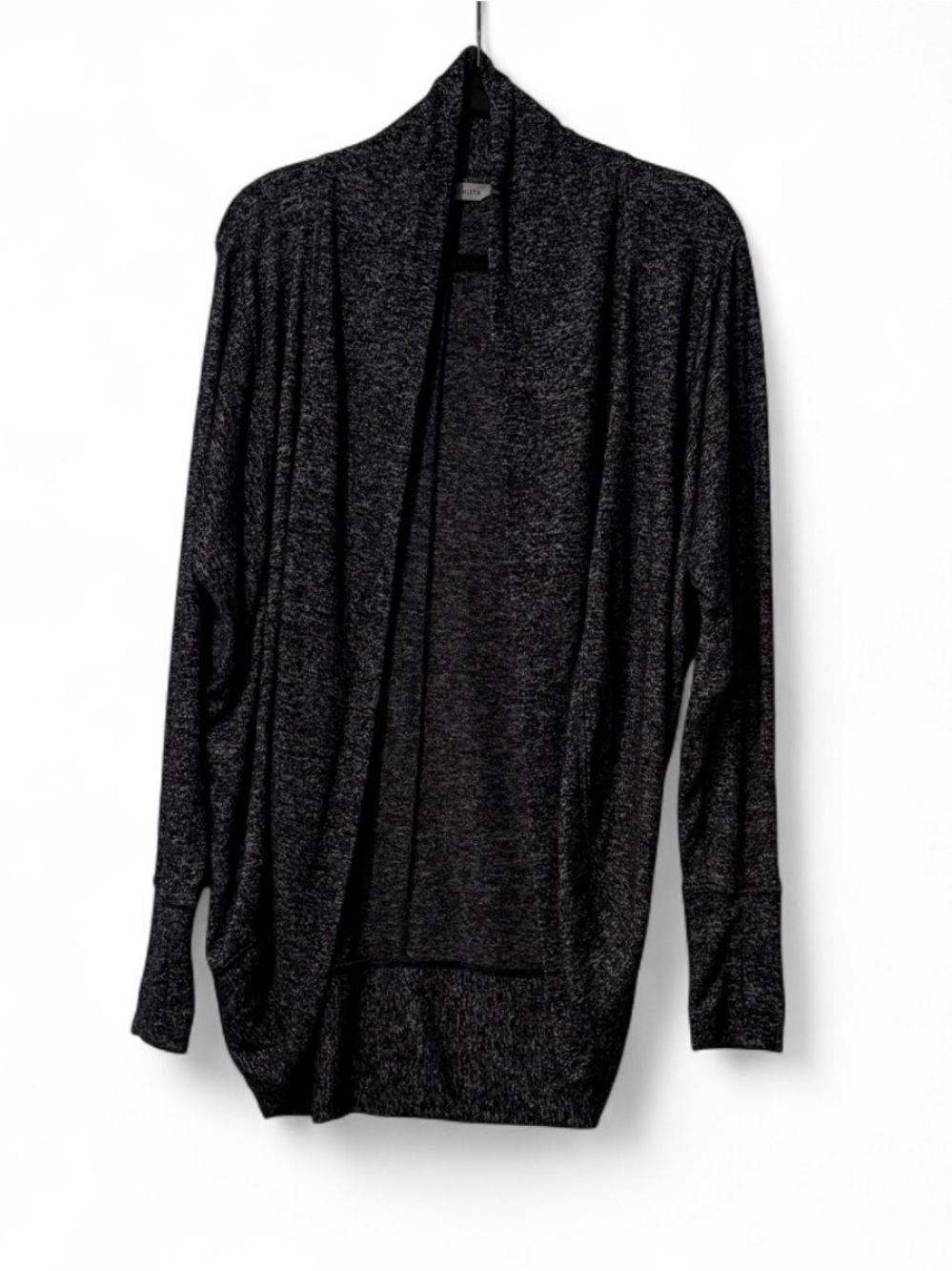 Athleta Pranayama Wrap Sweater Cardigan Heathered Black XS Modal Open Front Yoga